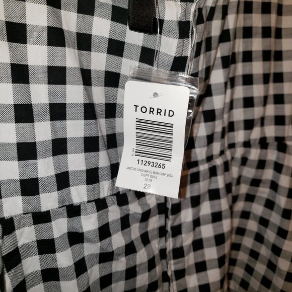 28W NWT Torrid Retro Chic Gingham bow strap dress 28W built-in tulle underskirt - Picture 2 of 10